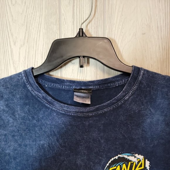 Santa Cruz Mens Large Skateboard Classic Blue Stonewash Tee Shirt - Picture 6 of 9